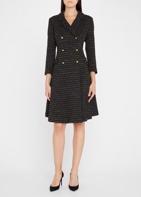 Double-Breasted Twill Coat Dress