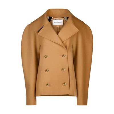 Double-Breasted Wool Cocoon Peacoat