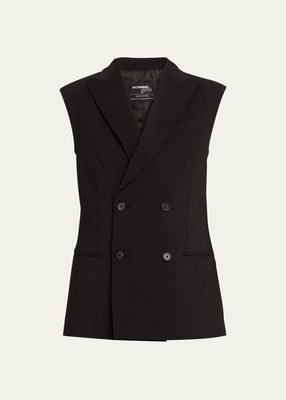 Double-Breasted Wool Cut-Off Blazer Vest