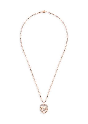 Double C¿urs 18K Pink Gold & Diamond Pendant Necklace