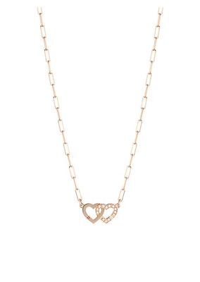 Double Coeurs R9 18K Rose Gold & Diamond Chain Necklace