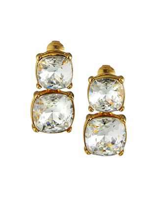 Double Crystal Clip Earrings
