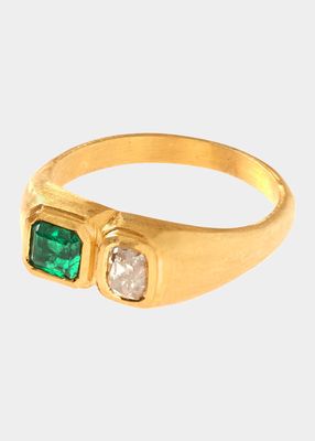 Double Emerald and Diamond Ring