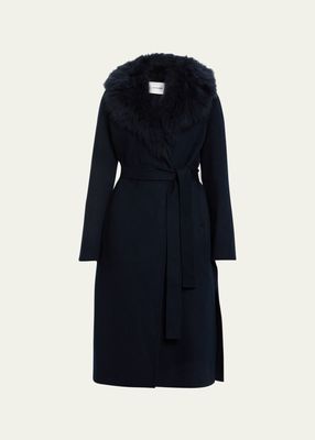 Double-Faced Blended Cashmere Coat with Fluffy Lambswool Trim