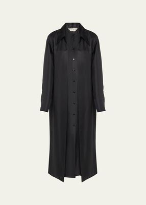 Double-Layer Silk Maxi Shirtdress