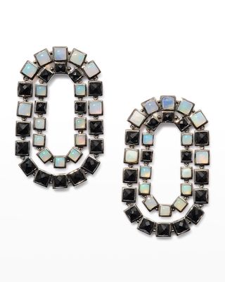 Double Loop Earrings in spinel and Opal