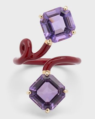 Double Octagonal Vine Ring with Amethyst