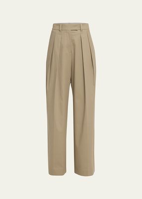 Double Pleated Wide-Leg Pants