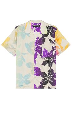 DOUBLE RAINBOUU Short Sleeve Hawaiian Shirt in Ivory