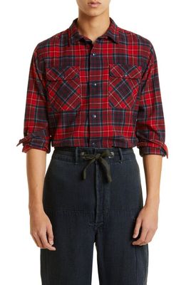 Double RL Carter Plaid Cotton Work Shirt in Rl-552 Red