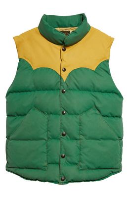 Double RL Chatham Colorblock Leather Yoke Puffer Vest in Kelly Green