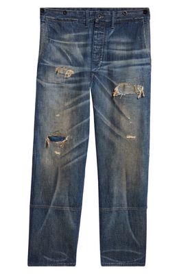 Double RL Distressed Straight Leg Jeans in Delvin Wash