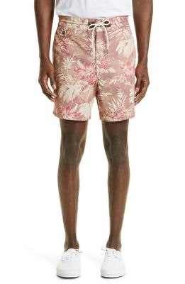 Double RL Flat Front Twill Shorts in Red Hawaiian