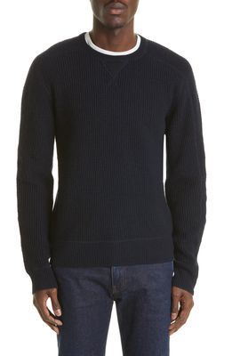 Double RL Men's Waffle Cashmere Crewneck Sweater in Navy Heather