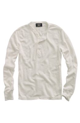 Double RL RRL Waffle Knit Cotton Henley in White 