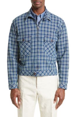 Double RL Shorewood Cotton & Linen Zip Jacket in Indigo Multi