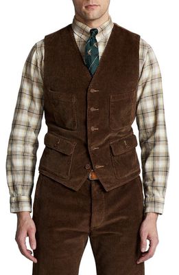 Double RL Stowford Cotton Corduroy Vest in Vintage Brown