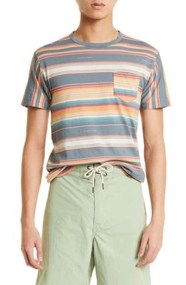 Double RL Stripe Pocket T-Shirt in Turquoise/Red/Cream Multi