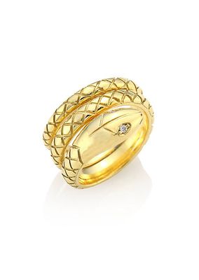 Double Serpant Diamond & 18K Yellow Gold Ring