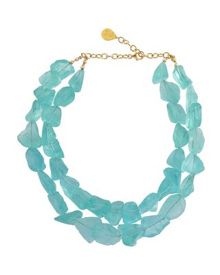 Double-Strand Raw Quartz Necklace, Blue