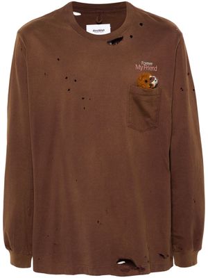 Doublet bear-appliqué cotton sweatshirt - Brown