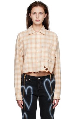Doublet Beige Burning Embroidery Shirt