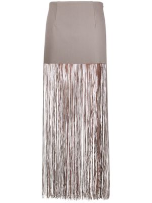Doublet body-print fringed skirt - Grey
