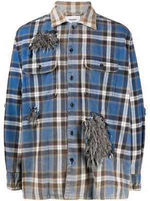 Doublet check-pattern panelled-design shirt - Blue