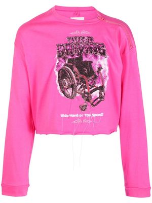 Doublet cropped graphic long-sleeved T-shirt - Pink