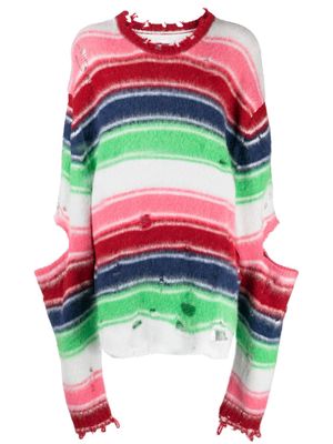Doublet distressed-effect striped sweatshirt - Multicolour