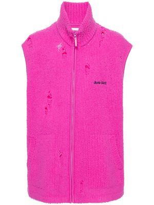 Doublet embroidered-logo distressed vest - Pink