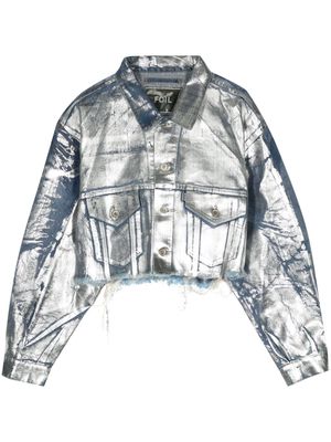 Doublet foiled cropped denim jacket - Silver