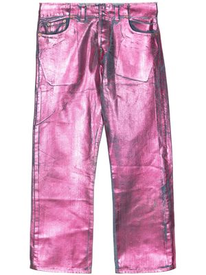 Doublet foiled-finish straight-leg jeans - Pink