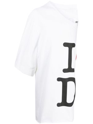 Doublet graphic-print one-shoulder T-shirt - White