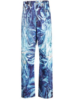 Doublet graphic-print straight-leg jeans - Blue