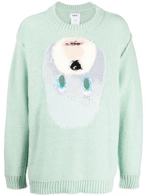 Doublet intarsia-knit cut-out jumper - Green