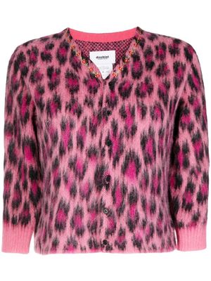 Doublet leopard-pattern cardigan - Pink