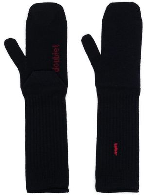 Doublet logo-embroidered ribbed-knit gloves - Blue