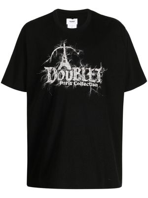 Doublet logo-embroidery cotton T-shirt - Black