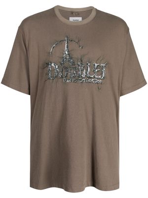 Doublet logo-embroidery cotton T-shirt - Brown