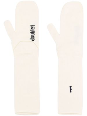 Doublet logo-intarsia knitted mittens - White