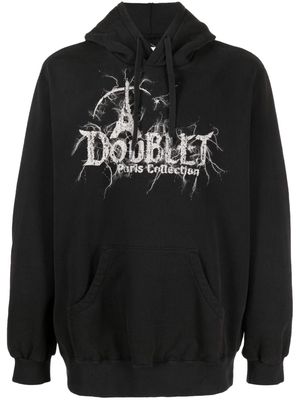Doublet logo-print cotton hoodie - Black