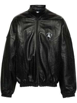 Doublet logo-print leather jacket - Black