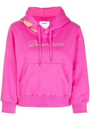 Doublet rhinestone-logo detail hoodie - Pink