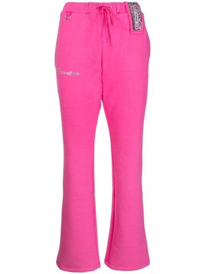 Doublet rhinestone-logo detail track pants - Pink