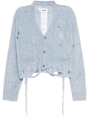 Doublet ripped-detail chenille cardigan - Blue