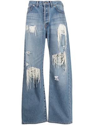 Doublet ripped-detail wide-leg jeans - Blue