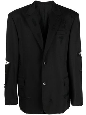 Doublet ripped-detail wool blazer - Black