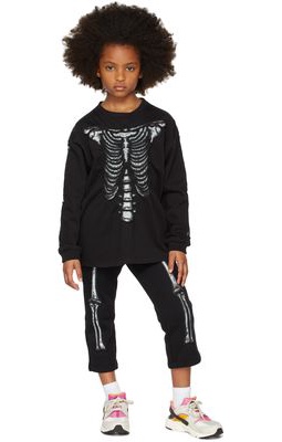 Doublet SSENSE Exclusive Kids Black Skull Shirring Long Sleeve T-Shirt