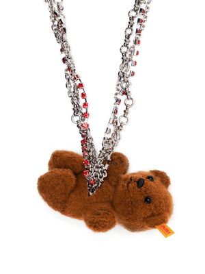 Doublet Stuffed Bear necklace - Silver